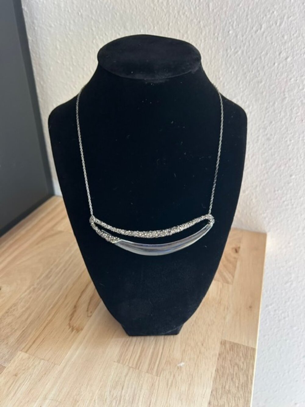 Alexis Bittar Lucite Horn Pendant Necklace with Crystal Pave